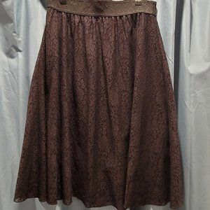 LuLaRoe Lola Skirt Medium M Black Lace A Line Mid Length